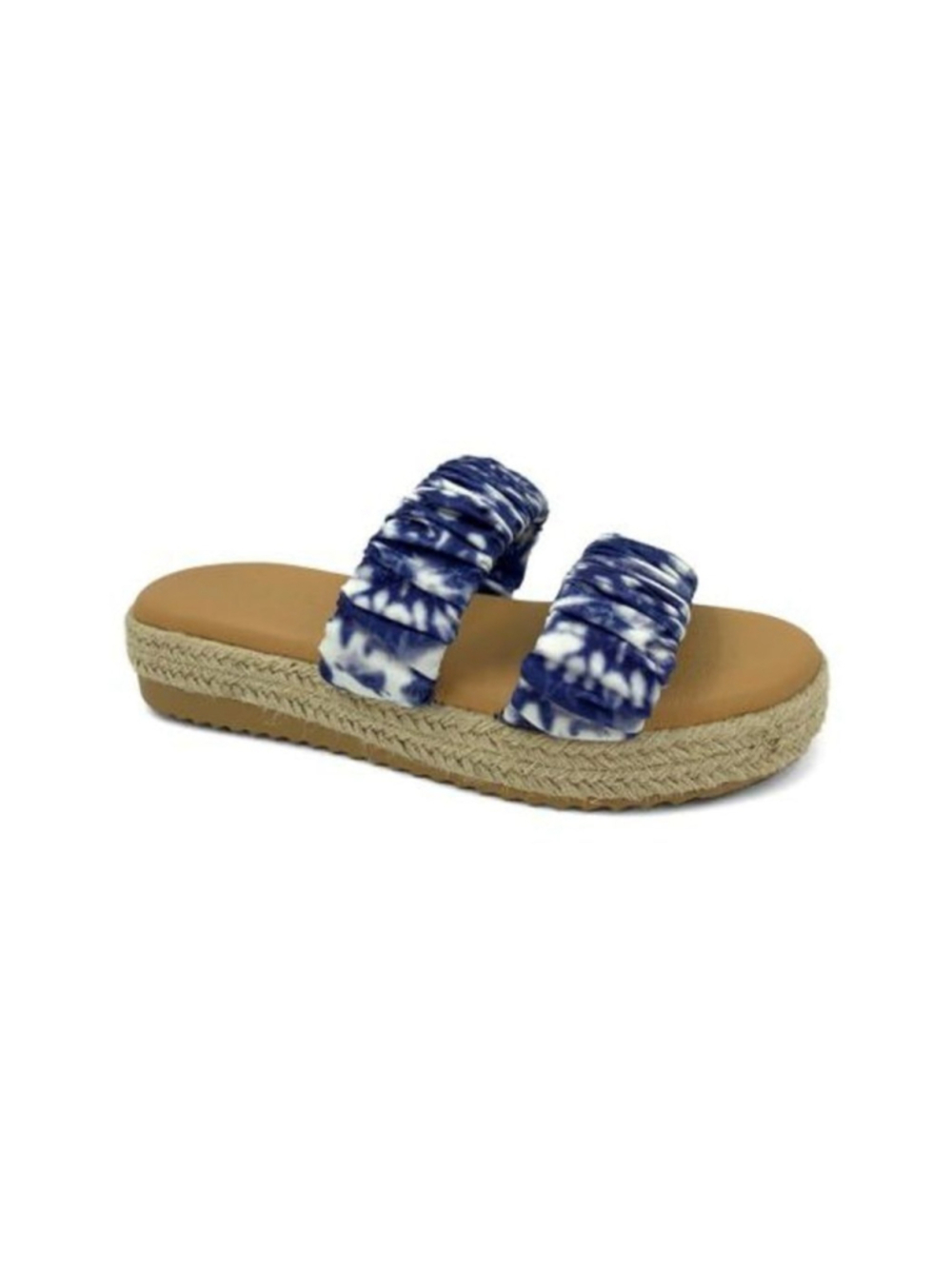Bamboo Women's Navy Tie-Dye Double-Strap Platform Slide Sandals Size 6